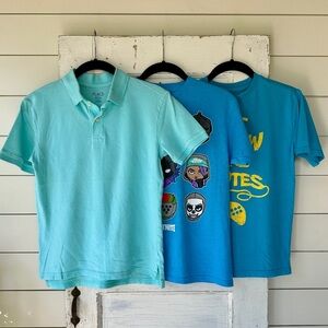 BOYS, SHORT SLEEVE SHIRTS. SET/3, SIZE L(10-12)